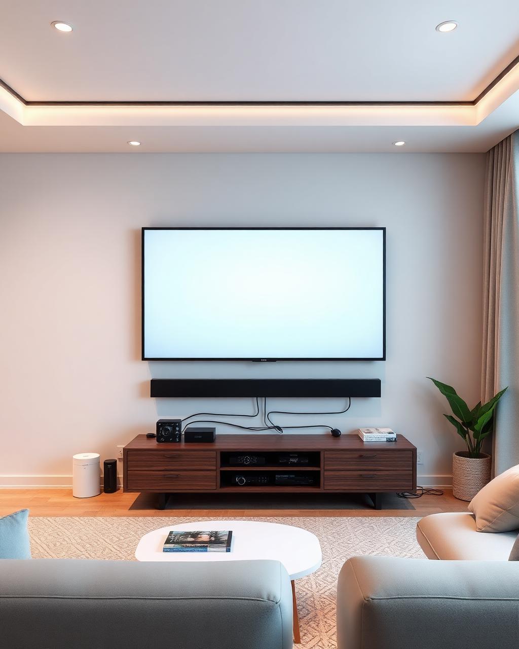 75 inch TV mounted with hidden cables