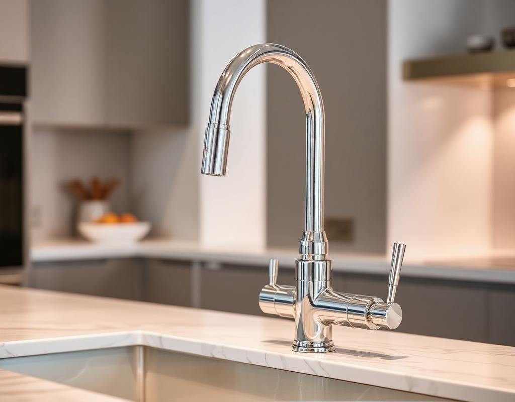 Modern chrome kitchen faucet replacement