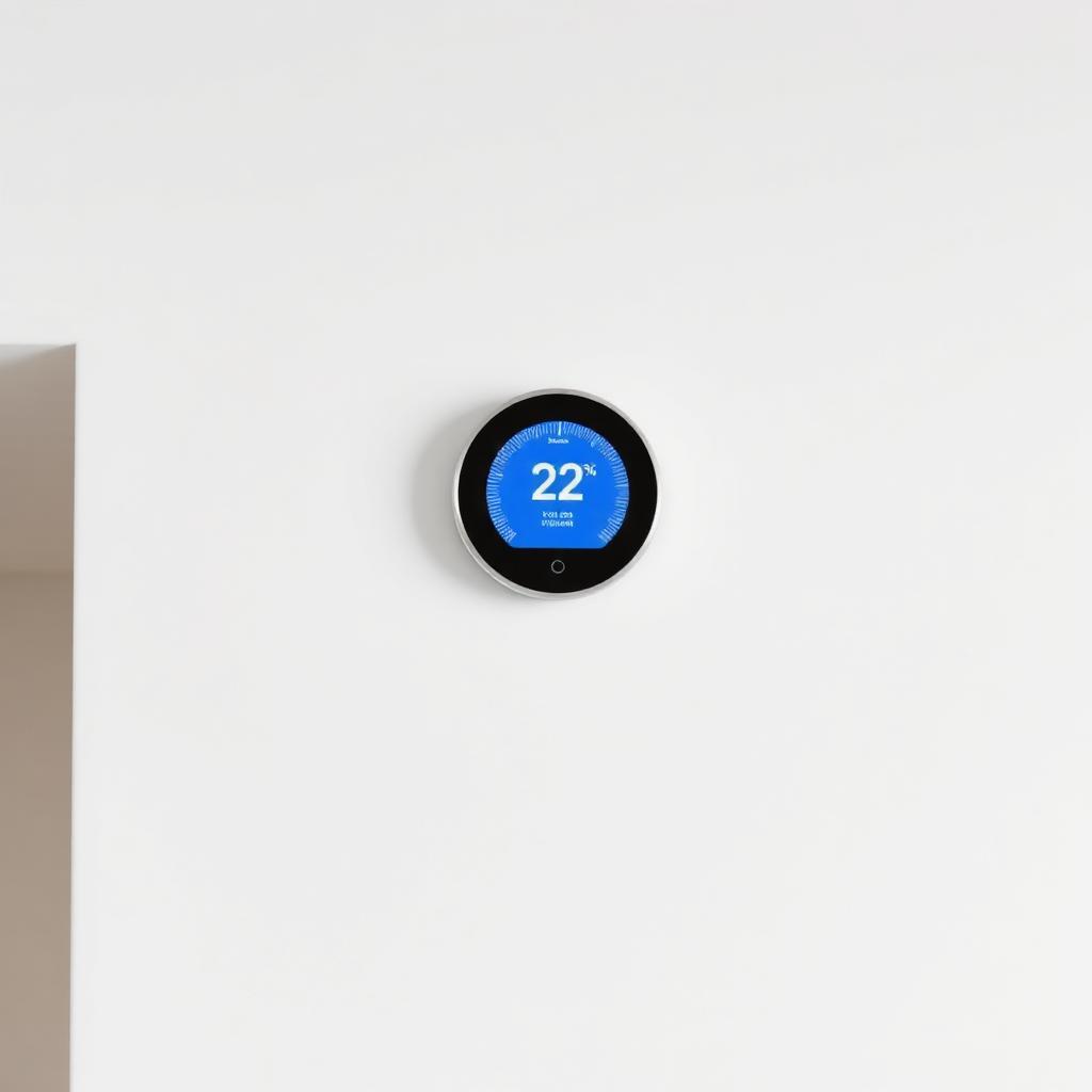 Smart thermostat installed on a clean white wall